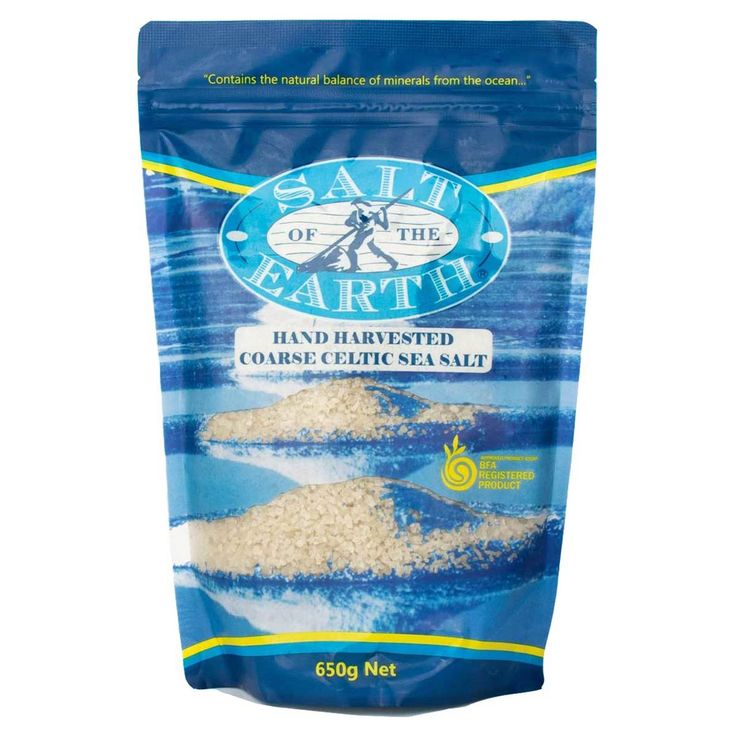Celtic Salt - Coarse - Source: Website pictures copy. Salt of the Earth 650g bag - COARSE Celtic Sea Sa