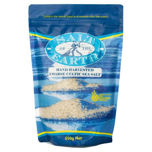 Celtic Salt - Coarse - Source: Website pictures copy. Salt of the Earth 650g bag - COARSE Celtic Sea Sa