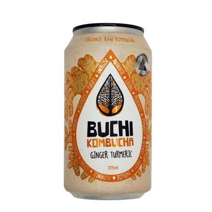 Kombucha - BUCHI KOMBUCHA Ginger Turmeric can. PNG with transparent BG (good).