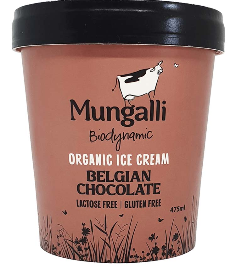 Ice Cream (Lactose Free) - Mungalli Biodynamic Belgian Chocolate (Lactose Free) 475ml tub.