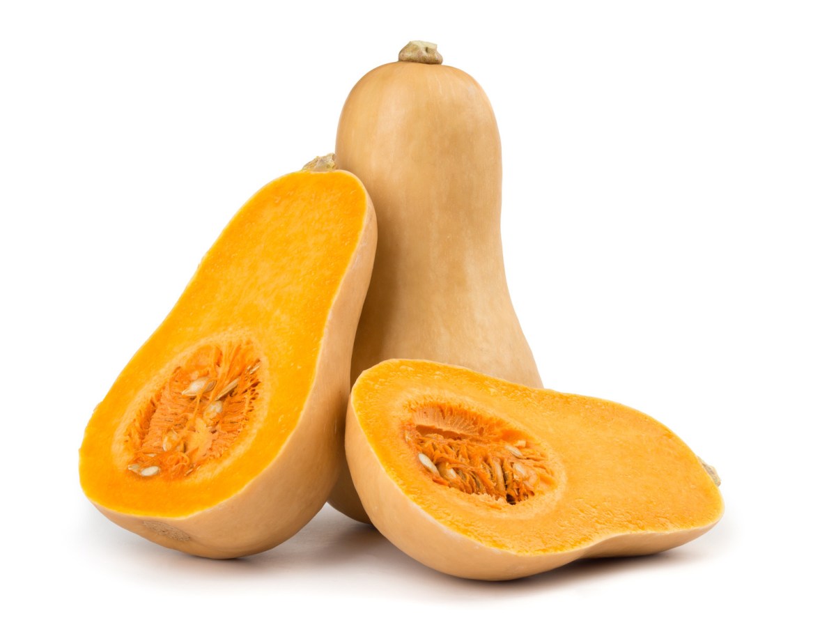 Pumpkin - Butternut + halves on white. 1200x900.