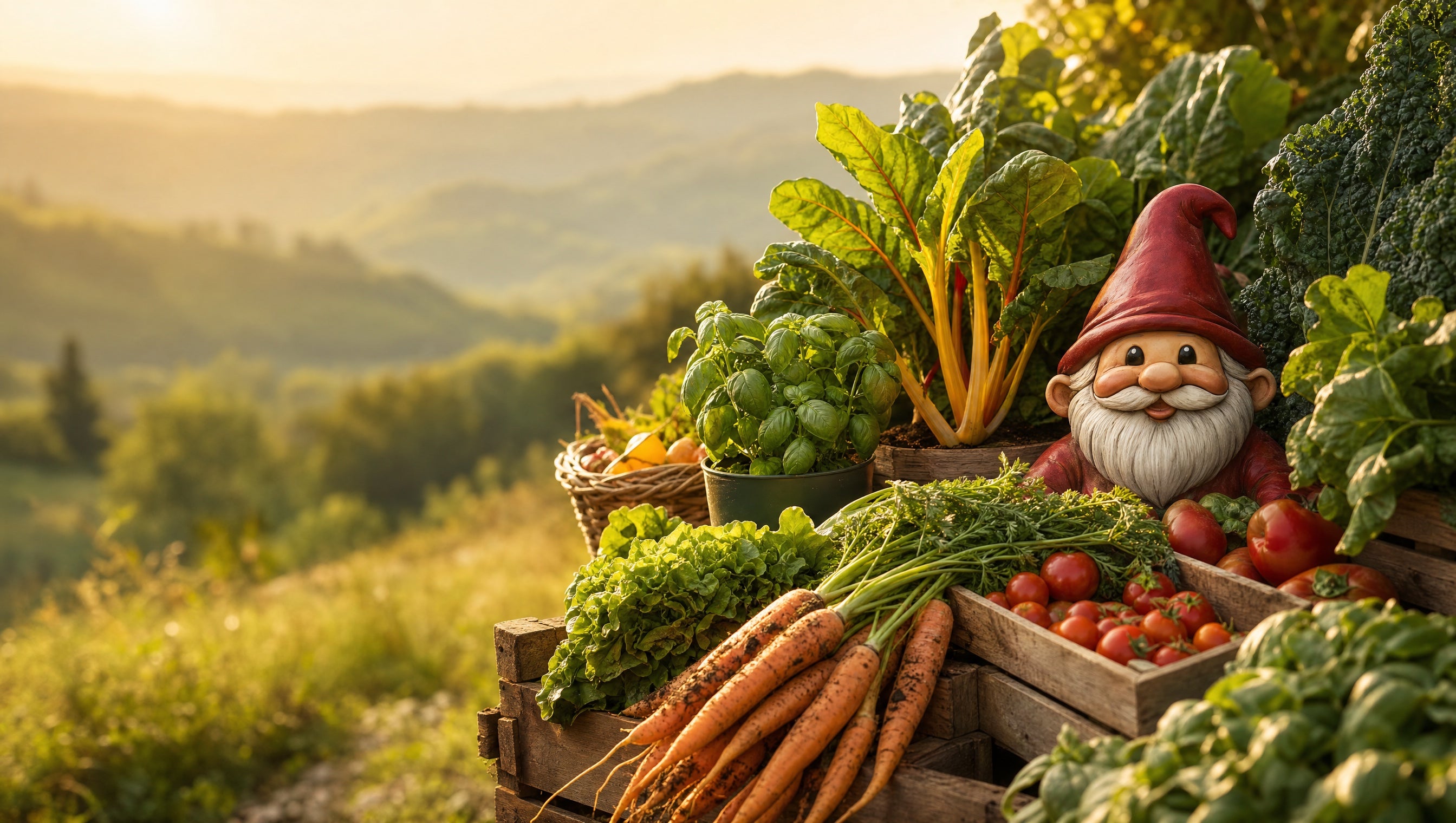 Organic produce at golden hour on Tamborine Mountain